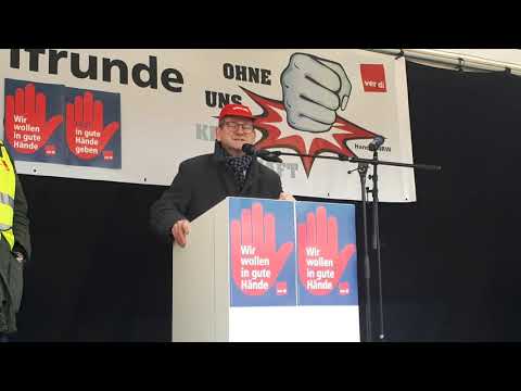 Josef Neumann, SPD auf zentraler Streikveranstaltung zu Verkauf von Real durch die Metro